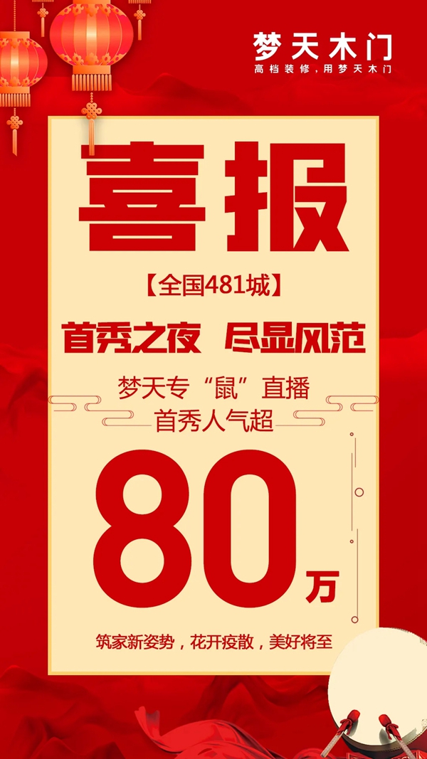 梦天木门：开年直播首秀大获好评 2小时人气突破80万