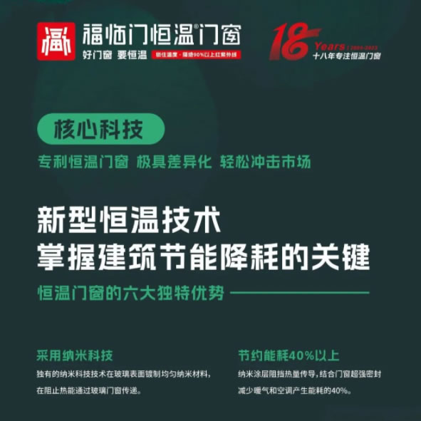 连续五年全国销量领先的福临门恒温门窗，邀您加入恒温门窗新蓝海